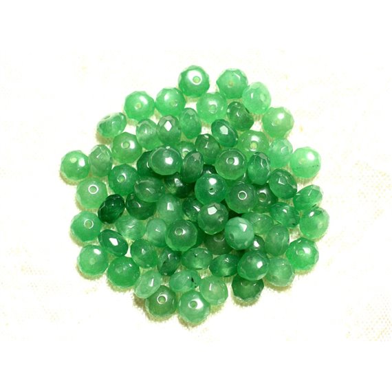 10pc - Perles de Pierre - Jade Rondelles Facettées 6x4mm Vert  4558550008152 