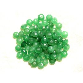 10pc - Stone Beads - Jade Faceted Rondelles 6x4mm Green 4558550008152 