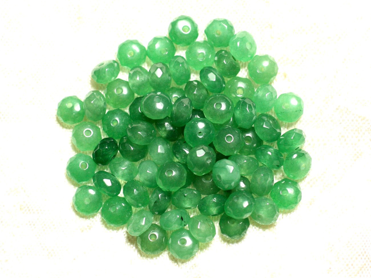 10pc - Perles de Pierre - Jade Rondelles Facettées 6x4mm Vert  4558550008152 
