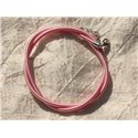 1pc - Collier Tour de cou Soie 3mm Rose clair 46cm   4558550017239 