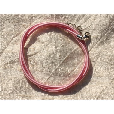 1pc - Collier Tour de cou Soie 3mm Rose clair 46cm   4558550017239 