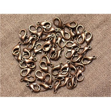 20pc - Fermoirs Mousquetons 12mm Métal Cuivre sans nickel   4558550005656 