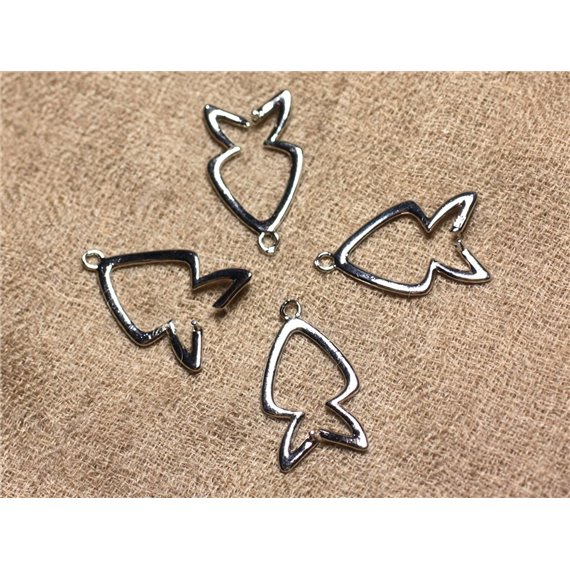 2pc - Bélières Métal Argenté Rhodium Poissons 26mm   4558550001924 