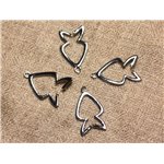 2pc - Bélières Métal Argenté Rhodium Poissons 26mm   4558550001924 