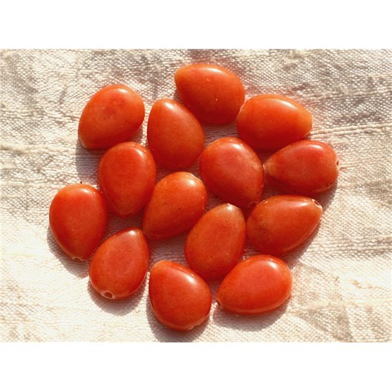 4pc - Perles Pierre - Jade gouttes plates 18x13mm Orange Carotte - 4558550001870