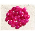 10pc - Perles de Pierre - Jade Ovales 10x8mm Rose Fluo Fuchsia - 4558550082121 
