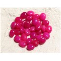 10pc - Perles de Pierre - Jade Ovales 10x8mm Rose Fluo Fuchsia - 4558550082121 