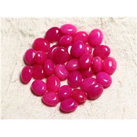 10pc - Cuentas de piedra - Jade Oval 10x8mm Rosa neón fucsia - 4558550082121 