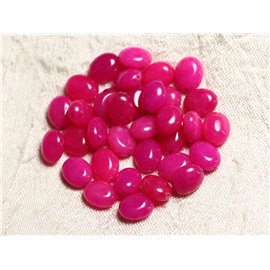 10pc - Stone Beads - Jade Oval 10x8mm Neon Pink Fuchsia - 4558550082121 