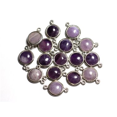 1pc - Connecteur Argent 925 et Pierre - Améthyste Rond 10mm - 4558550082329 