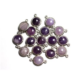 1pc - 925 Silver Connector and Stone - Amethyst Round 10mm - 4558550082329 
