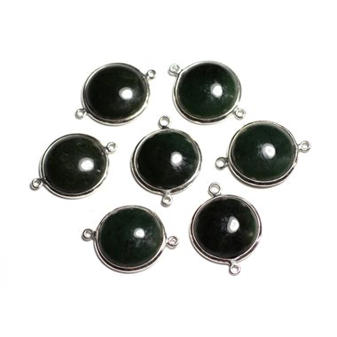 1pc - Connecteur Argent 925 et Pierre - Jade Nephrite Canada Rond 20mm - 4558550082374 