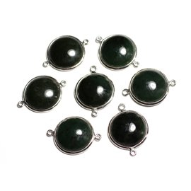 1Stk - Silber 925 und Steinverbinder - Jade Nephrite Canada Rund 20mm - 4558550082374 