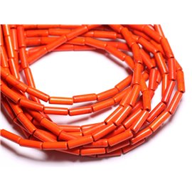 20pc - Synthetic Turquoise Beads Tubes 13x4mm Orange - 4558550082015 