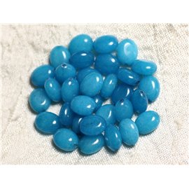 10pc - Perles de Pierre - Jade Ovales 10x8mm Bleu Turquoise - 4558550082084 