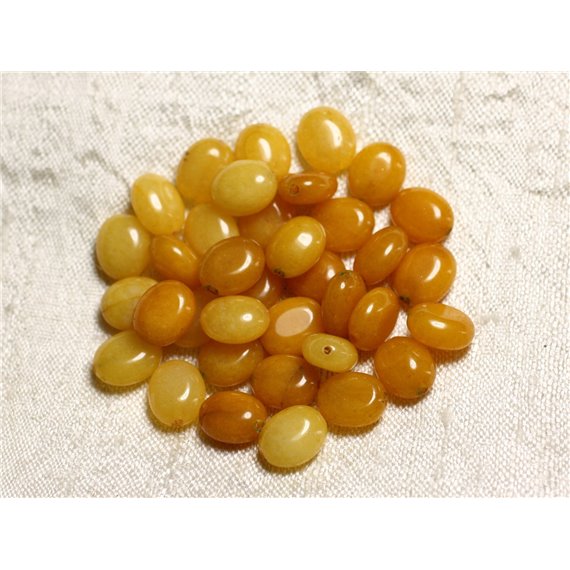 10pc - Perles de Pierre - Jade Ovales 10x8mm Jaune - 4558550082091 