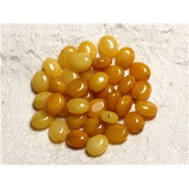 10pc - Stone Beads - Jade Oval 10x8mm Yellow - 4558550082091 