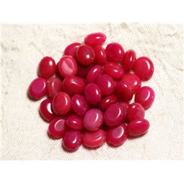 10pc - Perles Pierre Jade Ovales 10x8mm Rouge Rose Fuchsia - 4558550082138