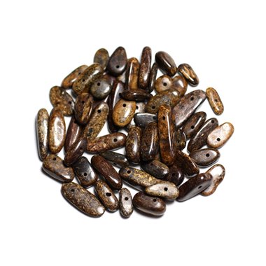 20pc - Perles de Pierre - Bronzite Chips Rocailles  Bâtonnets 8-18mm -  4558550082244 