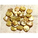 10pc - Perles Breloques Pendentifs Nacre Pommes 12mm Jaune Doré  - 4558550004550 