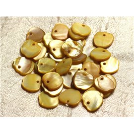 10Stk - Perlen Charms Anhänger Perlmutt Äpfel 12mm Goldgelb - 4558550004550 