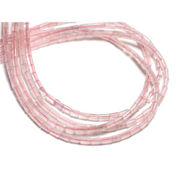 20pc - Perles de Pierre - Quartz Rose Colonnes Tubes 4x2mm - 4558550081834 