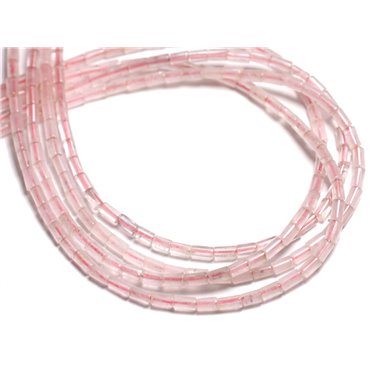 20pc - Perles de Pierre - Quartz Rose Colonnes Tubes 4x2mm - 4558550081834 