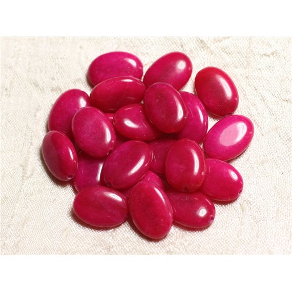 2pc - Perles de Pierre - Jade Ovales 18x13mm Rose Fuchsia - 4558550082169 