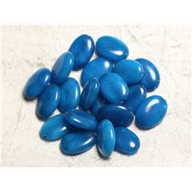 2Stk - Steinperlen - Jade Ovale 18x13mm Blau Türkis Azurblau - 4558550082152 