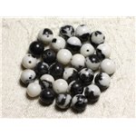 10pc - Perles de Pierre - Jaspe Mexicaine Blanc et Noir Boules 8mm -  4558550082183 