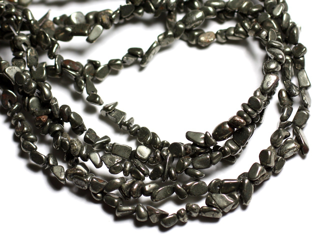 50pc environ - Perles de Pierre - Rocailles Chips Pyrite 4-6mm -  4558550081827 