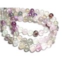 8pc - Perles de Pierre - Fluorite Multicolore Boules 10mm -  4558550081841 