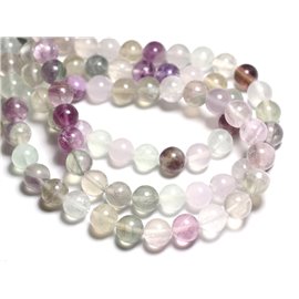8pc - Stone Beads - Multicolored Fluorite Balls 10mm - 4558550081841 