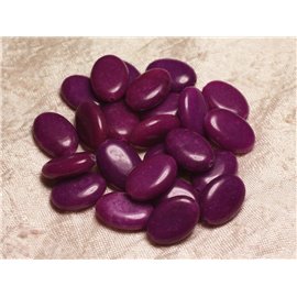 2pc - Stone Beads - Jade Oval 18x13mm Plum Purple - 4558550015259 