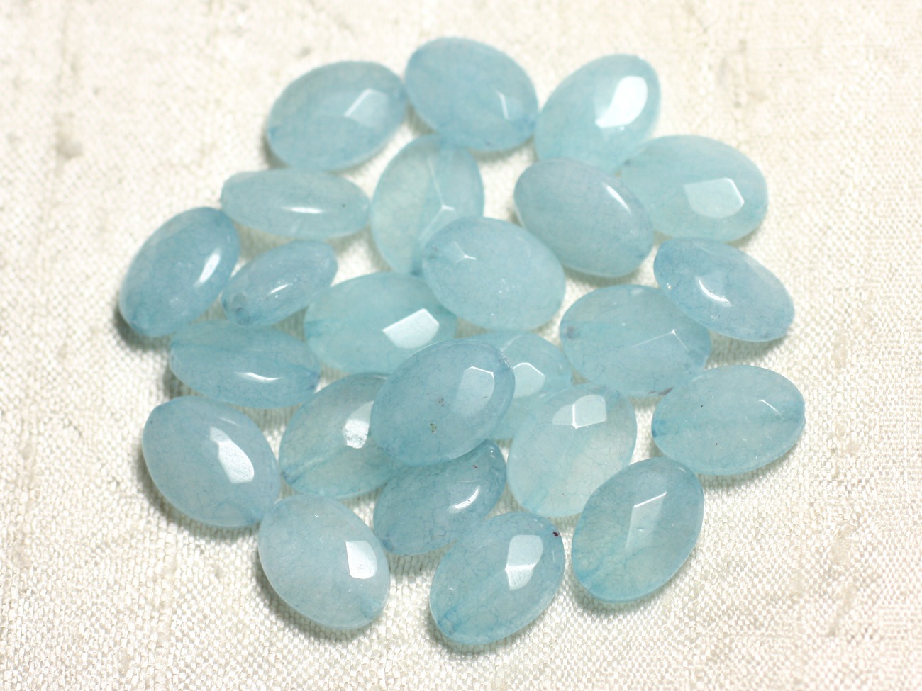 2pc - Perles de Pierre - Jade Ovales Facettés 14x10mm Bleu Ciel -  4558550081643 