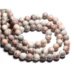8pc - Perles de Pierre - Jaspe Gris et Rose Boules 10mm -  4558550081933 