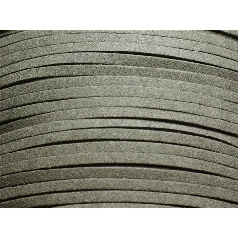 5 metres - Cordon Laniere Suedine Daim 3mm Gris souris anthracite - 4558550004789