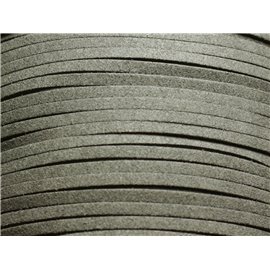 5 metri - Cordino in pelle scamosciata 3x1,5 mm Grigio antracite scuro - 4558550004789 