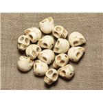 10pc - Perles Crâne Tête de Mort Turquoise Synthèse 12x10mm Blancs  4558550030337 