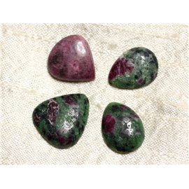 Lote 4 Cabujones de piedra - Gotas de zoisita de rubí 19-21 mm N11 - 4558550081216 