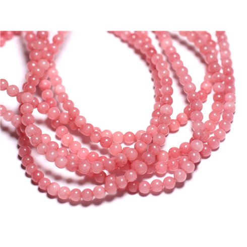 Fil 39cm 92pc env - Perles de Pierre - Jade Boules 4mm Rose Pêche Corail  - 4558550039354 