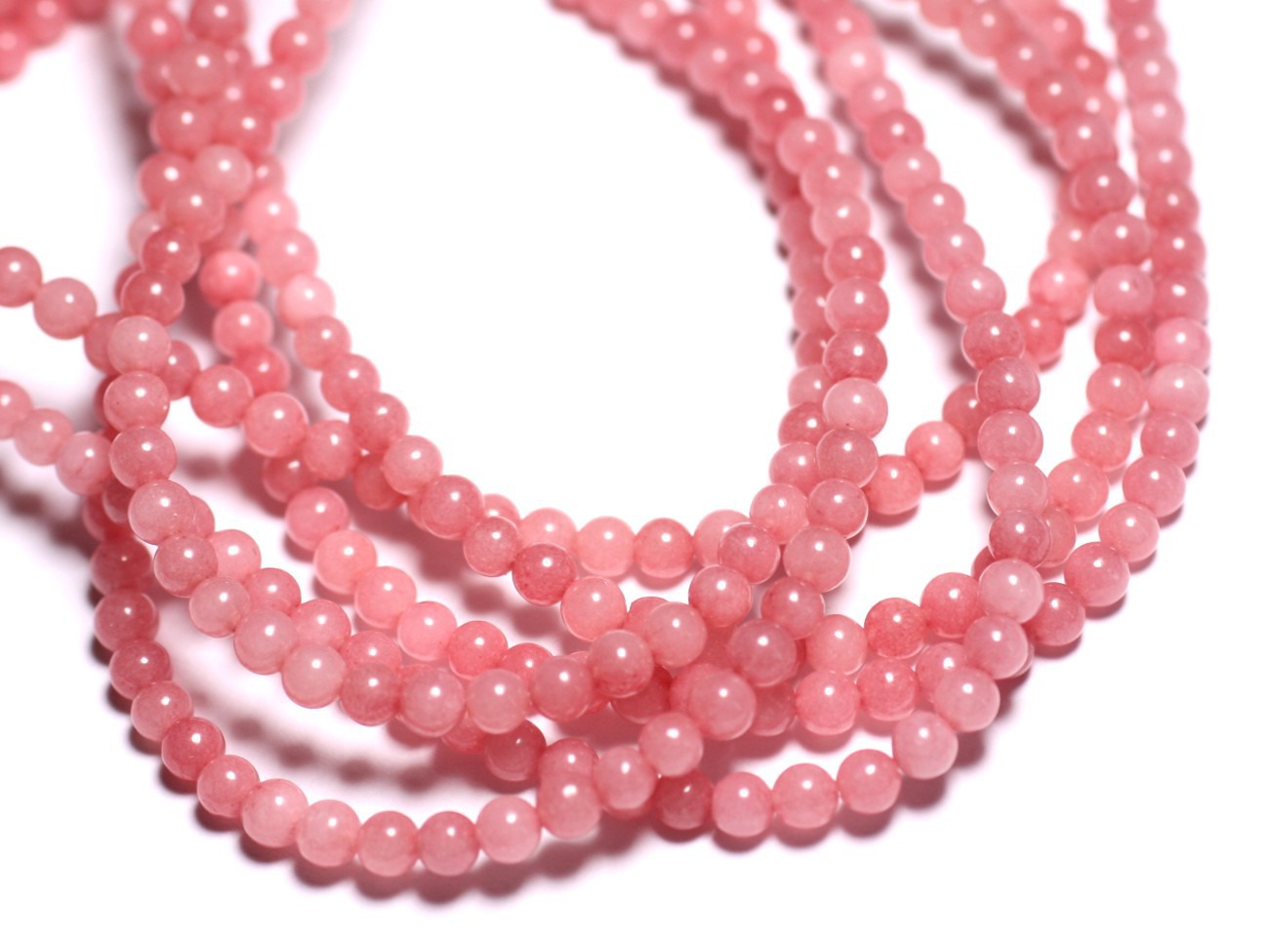 Fil 39cm 92pc env - Perles de Pierre - Jade Boules 4mm Rose Pêche Corail  - 4558550039354 