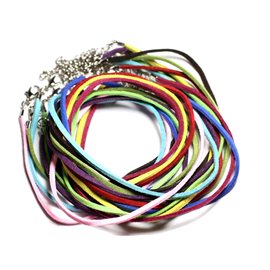 5pc - Necklaces 45cm Suede 2x1mm Multicolor - 4558550080943 