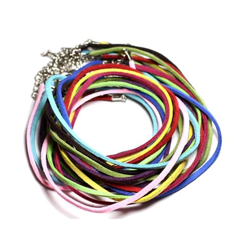 5pc - Colliers Tours de cou 45cm Suédine 2x1mm Multicolore - 4558550080943