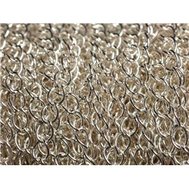 2 Meter - Appret Silber Metallkette Gedrehte ovale Glieder 5x4mm - 7427039735643