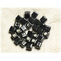 10pc - Perles Céramique Cubes 9-10mm Perçage 4.5mm Noir   4558550007469 