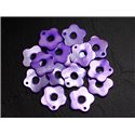 10pc - Perles Breloques Pendentifs Nacre Fleurs 19mm Violet  4558550014665 