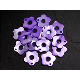 10pc - Pearls Charms Pendants Mother of Pearl Flowers 19mm Purple 4558550014665 
