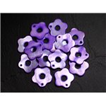 10pc - Perles Breloques Pendentifs Nacre Fleurs 19mm Violet  4558550014665 