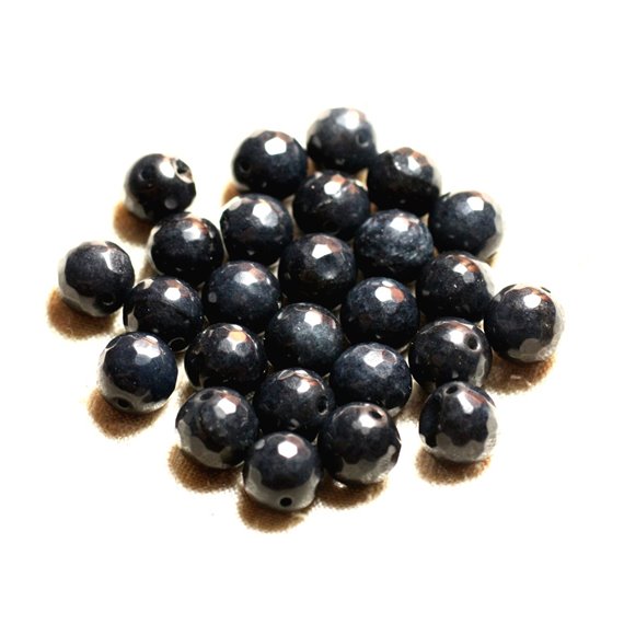 10pc - Perles de Pierre - Jade Noire Boules Facettées 10mm   4558550009142 